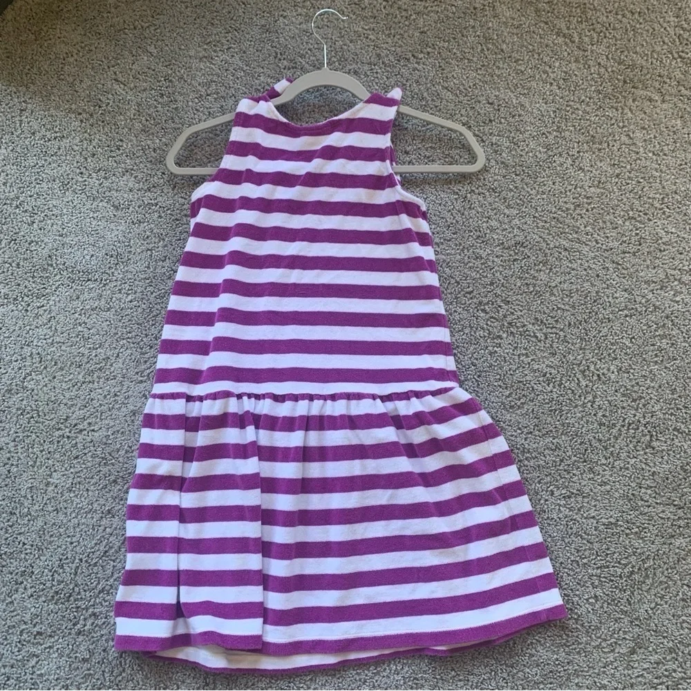 Hanna Andersson Purple White Striped Terry Cloth Beach Coverup Size 12